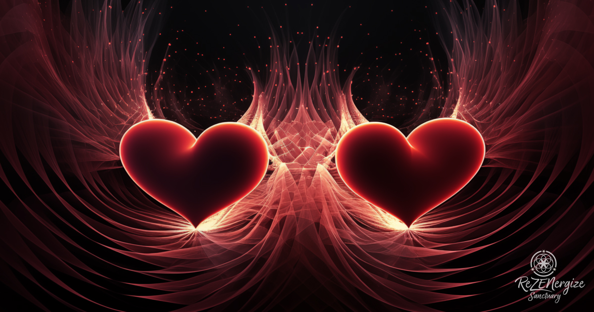 Two Red Heart created out of energy frequencies